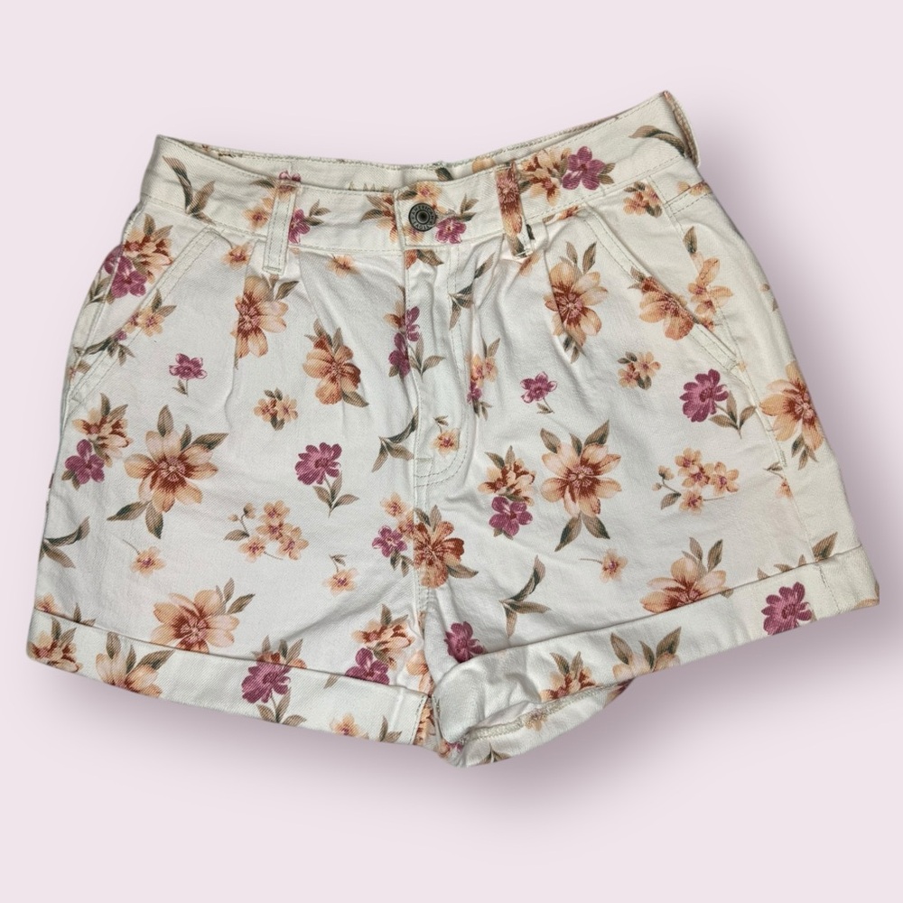 American Eagle flower denim mom short size 2